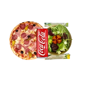 Pizzamenü mit Salat + Getränk
