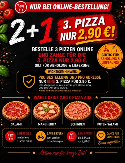 3. Pizza nur €2,90 bei Don Roberto Graz